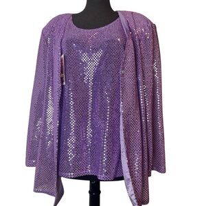 Lavande Purple Lilac Sequined Tank Top with Matching Jacket – Women’s Size 1X